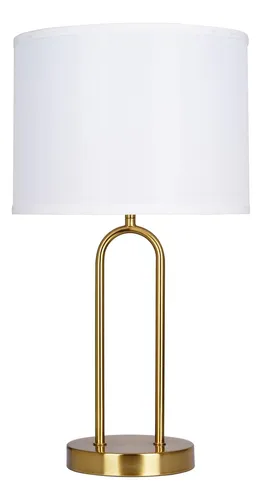 comprar Lampara Mesa Dorada Base Redondeada Pantalla Tambor Lino U