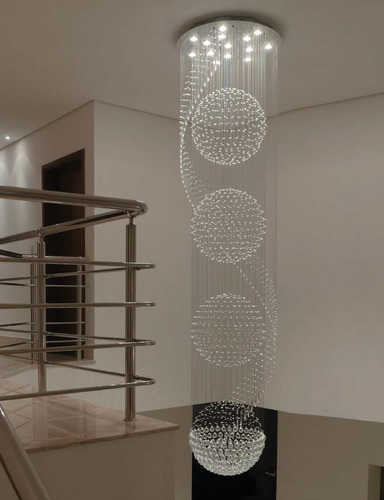 Lustre Cristal 3 Metros X 100cm - 4 Esferas