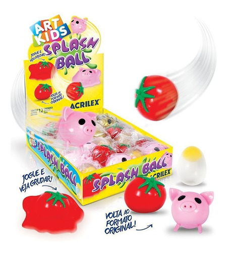 Splash Ball Porco Rosa Bola Grudenta Art Kids - Acrilex