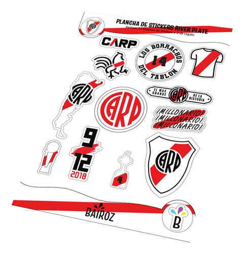 Plancha Sticker Autoadhesivos Laminado X 12u River Plate