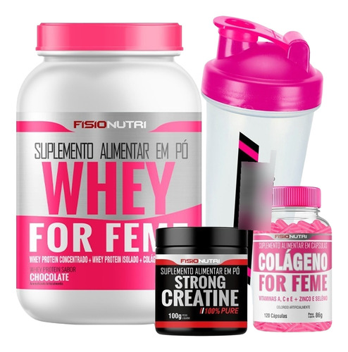 Combo Feminino 1 Whey + 1 Colágeno + 1 Creatina + Brinde