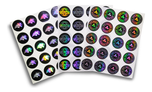 1000 Hologramas Circulares Personalizados Tinta Negra 20 Mm