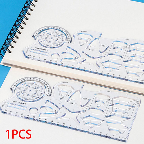 2 Paquete De 2-4 Plantillas De Dibujo Con Regla 2 Piezas