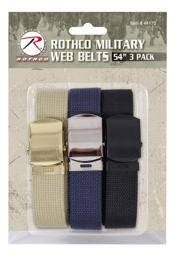 Rothco - Cinturones Militares (paquete De 3), 54 Pulgadas
