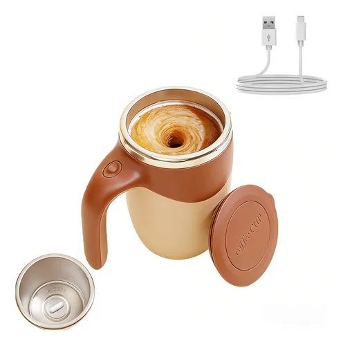 Caneca Mixer Magnética Automática Térmica Recarregável Usb Marrom