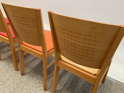 Set Juego 6 Sillas Madera Y Cuerina P/ Mesa Comedor Cocina