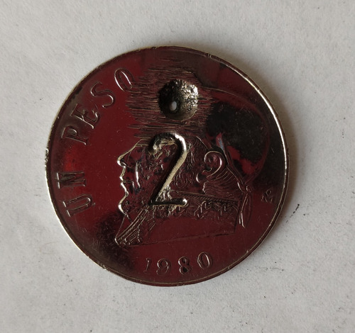 Moneda Un Peso Con Contrasello De 2 1980 Mexico (Usado)