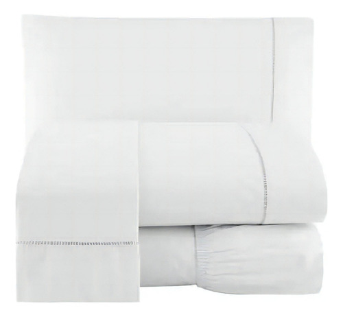 Jogo De Lençol 400 Fios Queen 4 Peças Branco