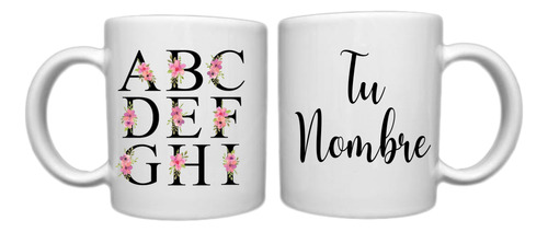 Taza Personalizada Ceramica Inicial Letra Cumpleaños Regalo