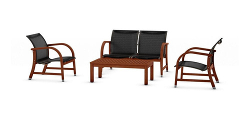 Set Manhattan Midtown Concept De 4 Piezas Ideal Para Jardin Y Exteriores Estructura Marrón oscuro
