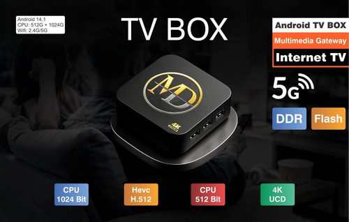 Aparelho Md Box 4k 512g + 1024g -transforme Sua Tv Em Smart Preto