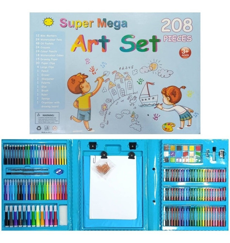 Set De Arte Y Dibujo Niños 208 Piezas Marcadores Colores Kit