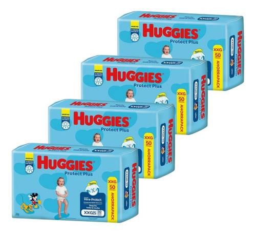 4un Pañales Huggies Protect Plus Unisex  Xxg 50 u