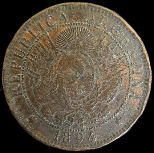 Argentina, 2 Centavos, 1894. Cj#35. B+