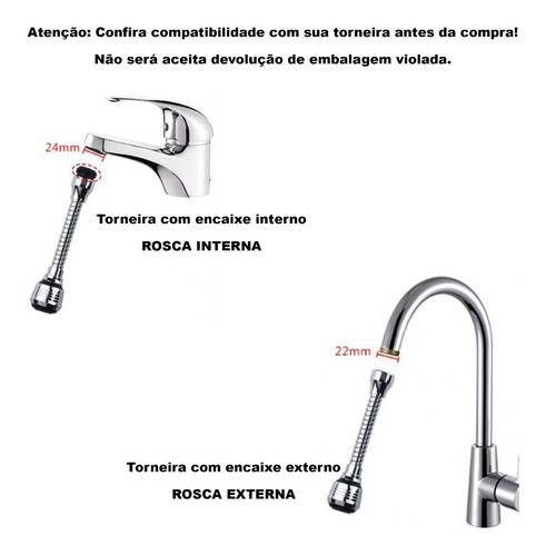 Imagem 2 de 10 de Extensor Torneira 360 Adaptador Flexível Cozinha Banheiro