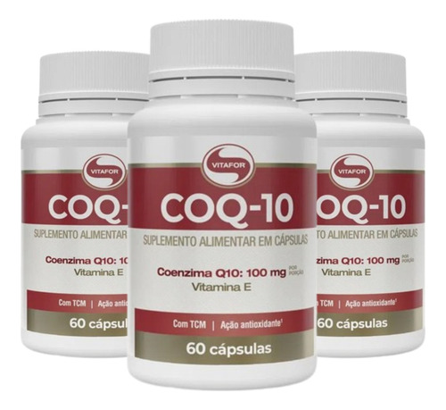 Kit 3 Coezima Q10 Vitamina E - Vitafor 180 Cápsulas