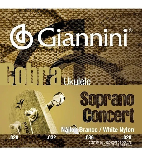 Encordoamento Cordas P/ Ukulele Soprano Concert Giannini 