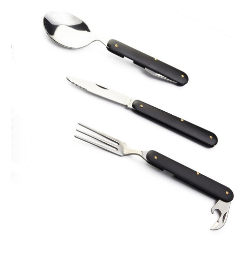 Set De Cubiertos Northland Kjell Cutlery Camping Color Negro