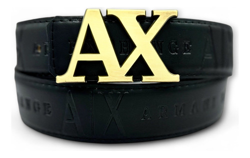 Cinturón Grabado Unisex Color Ax Dorado Matte Diseño De La Tela Troquelado Talla L 125cm