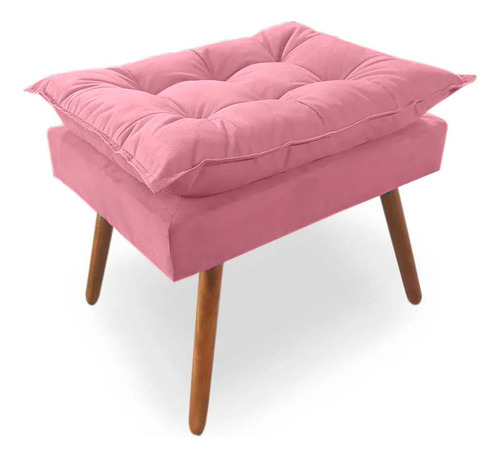 Kit 2 Puff Decorativo Retangular Para Sala Opala Suede Rosê Rosê