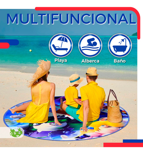 Toalla Manta Redonda Estampada Microfibra Playa Baño Grande