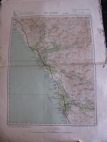 Mercurio Peruano: Viejo Impreso Mapa Huacho Lima   L92