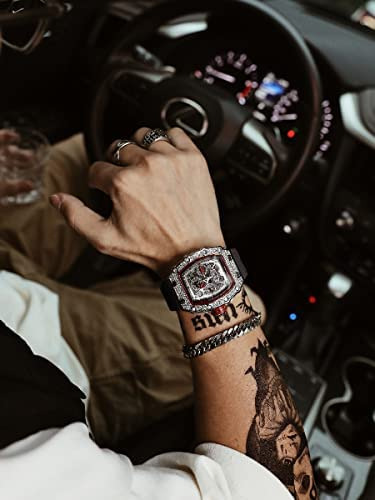 Gosasa Hombres Único Punk Bling Iced Out Dress Relojes Tonne