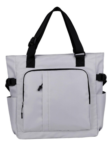 Bolso De Mano Con Múltiples Bolsillos, Gris Claro