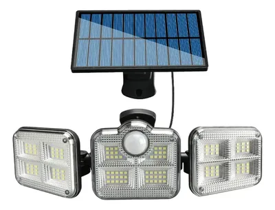  Led 3 Luminária Solar Com Sensor De Movimento Lâmpadas 122 Preto