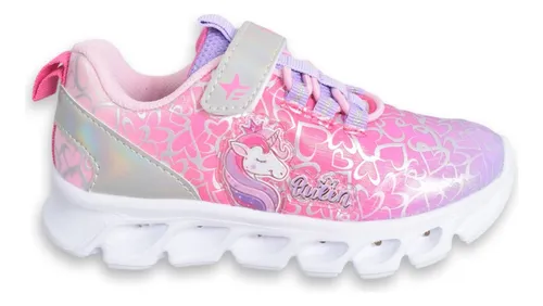 Zapatillas de Niña Unicornio Con Luz Rosa