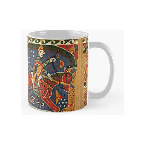 Taza Tapiz Noruego Baldishol, Caballero Medieval A Caballo C