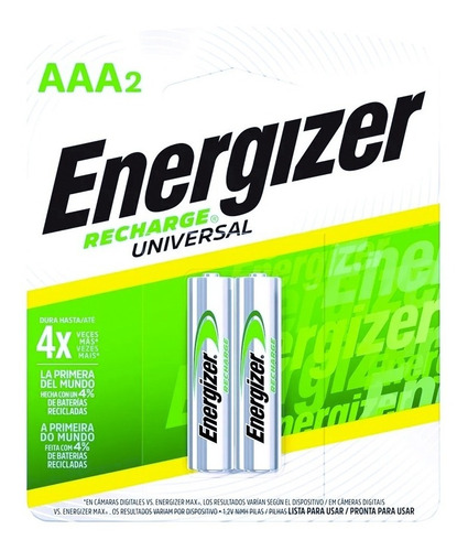 Imagen 10 de 10 de Pilas Recargables Energizer Aaa 700 Mah Blister X 2 Unidades