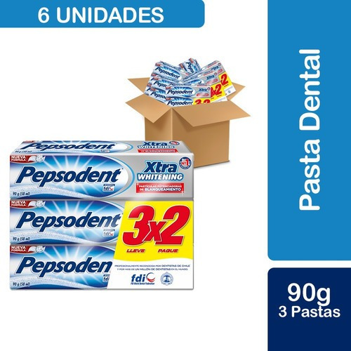 6 Und Pepsodent Pack X3 Pasta Dental Xtra Whitening 90g