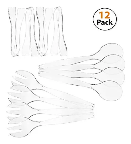 Set Of 12 - Heavy Duty Disposable Plastic Serving Utens...