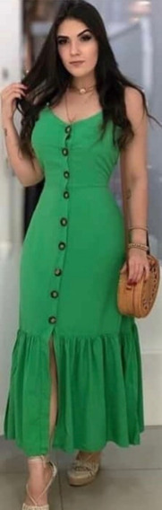 vestido midi verde bandeira