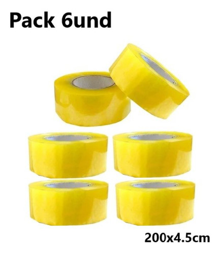 Pack 6 Cintas Embalaje 200mts Transparente