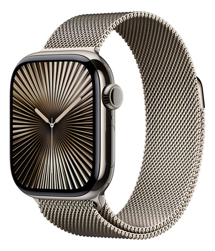 Apple Watch Series 10 GPS + Cellular • Caja de titanio natural de 42 mm • Correa estilo milanés color natural