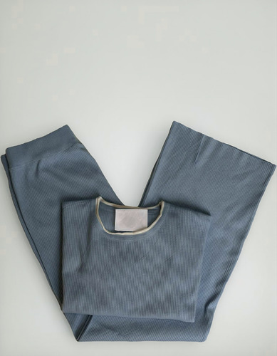 Conjunto Pants Mujer Moda Pants Completo Tiro Alto Unitalla Azul Claro Unitalla