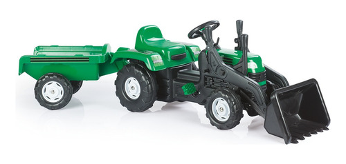 Tractor Verde Dolu A Pedal Con Excavadora Y Remolque Alem