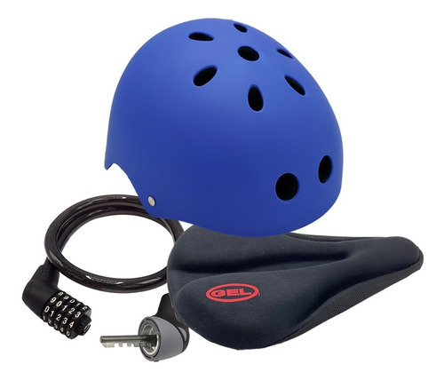 Combo Casco Bici + Cadena Linga + Funda Asiento Acolchado