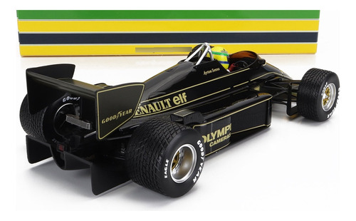 Miniatura Fórmula 1 Lotus 1985 Ayrton Senna 1:18 Minichamps Cor Preto