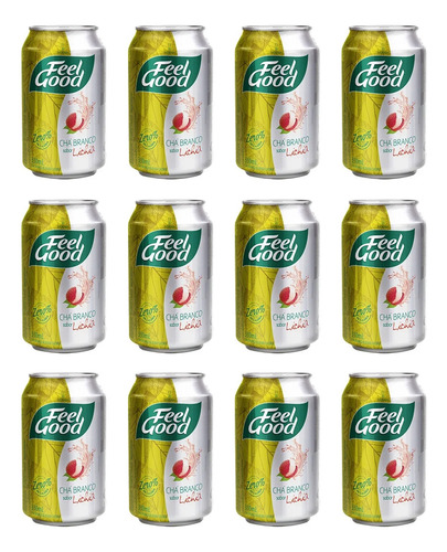 Chá Branco Com Lichia Feel Good 330ml - Kit C/ 12 Unds