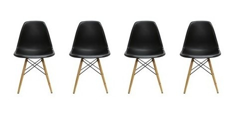 Sillas Eames Dsw. Juego Cuatro Sillas Color Negro