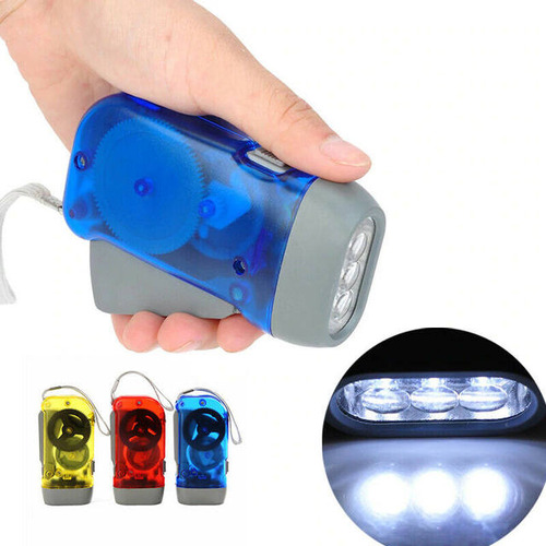 Linterna Manual Con Dinamo 3 Led Sin Pilas Ni Cables Camping