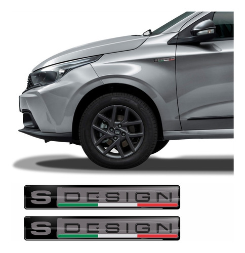 Kit Emblema Adesivo Chromo Logo   S Design  -  Fiat Sdesign