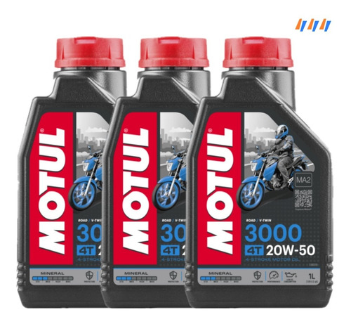Aceite Moto 4t 3000 20w50 Mineral Motul 3 Litros