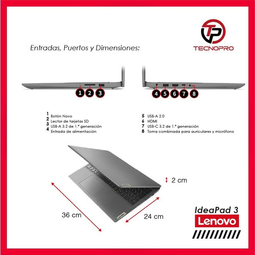 Imagen 7 de 7 de Laptop Lenovo Pent Gold = Core I3 - 8 Gb Ram - 256 Gb Ssd