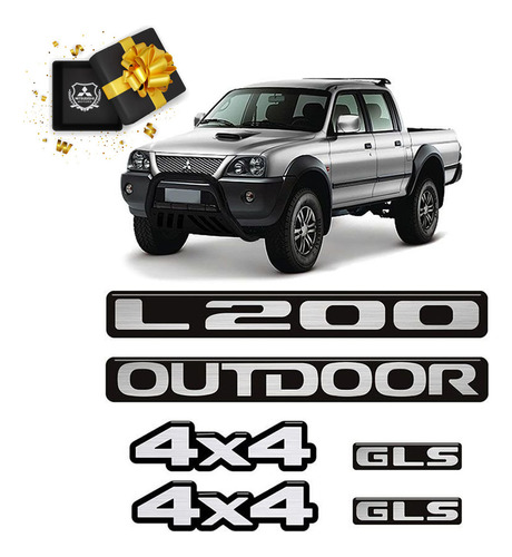 Kit L200 2011 Outdoor 4x4 Gls Emblemas Mitsubishi Resinado