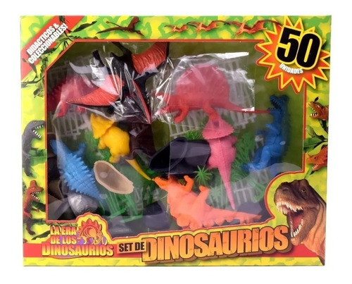 Figuras Dinosaurios X 50 Piezas Con Accesorios Miluplast