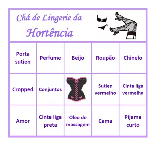 30 Cartelas Bingo Chá De Lingerie - Arquivo Pdf